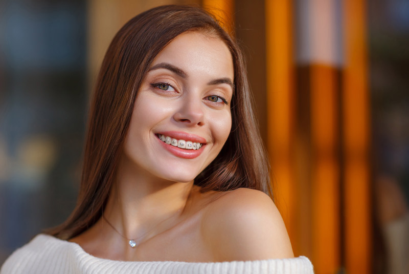 Nice lady showing off her braces
