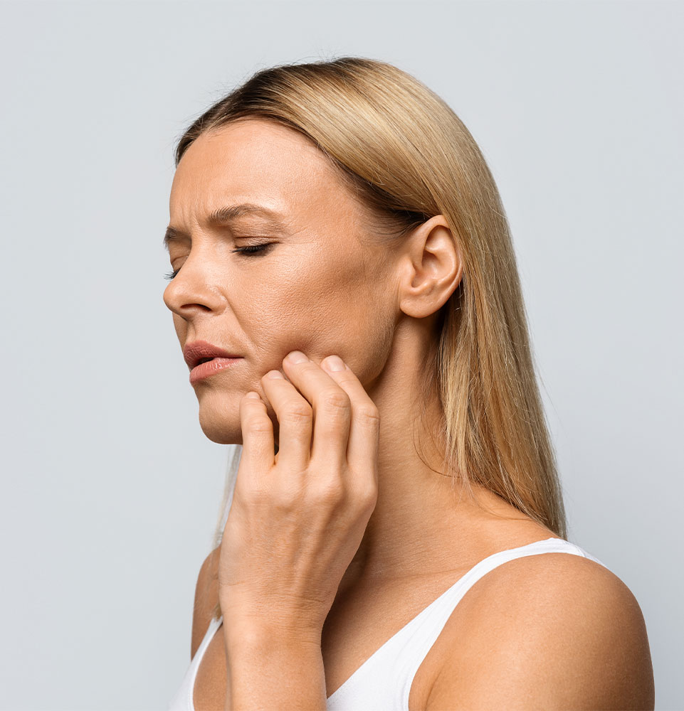 person with mouth pain