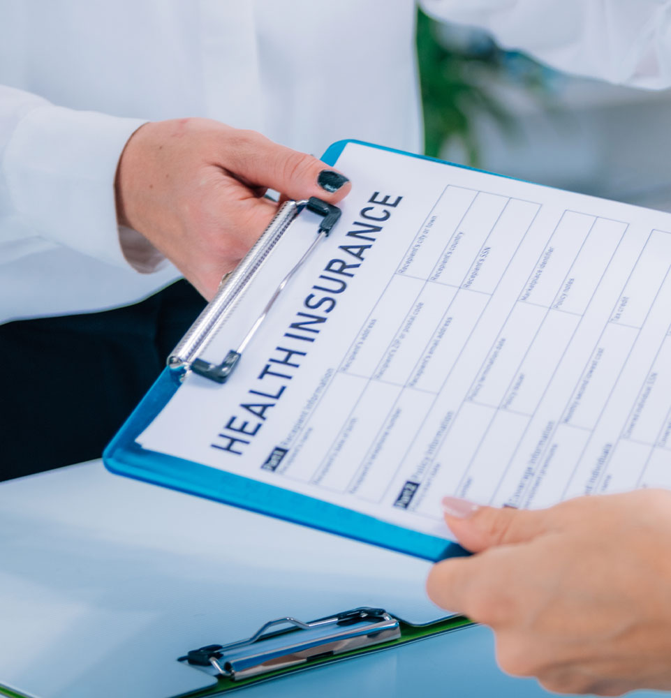 health insurance form being filled out